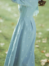 Load image into Gallery viewer, Blue Sailor Petal Neck Embroidered Vintage Dress