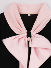 Load image into Gallery viewer, 1950S Pink Bowknot Collar Vintage Styel Black Dress