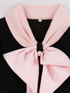 1950S Pink Bowknot Collar Vintage Styel Black Dress