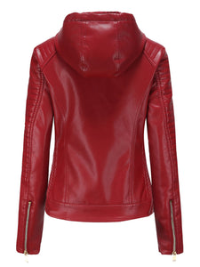 Winter‘s Coat Long Sleeve PU Leather With faux fur lined Warm Jacket For Women