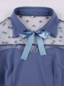 Blue Lace Polka Dots Semi Sheer 1950S Swing Dress