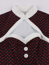 Load image into Gallery viewer, Red Polka Dots Fake Two Piece Shawl 1950S Swing Dress