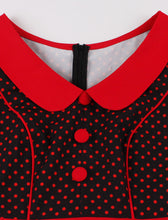 Load image into Gallery viewer, Peter Pan Collar Polka Dots 1950 Vintage Swing Dress