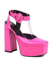 Load image into Gallery viewer, 12CM High Heel Yellow Square Toe Platform Mary Jane Pump