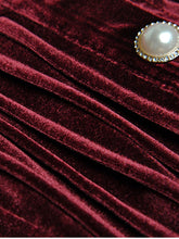 Load image into Gallery viewer, Royal Blue Peter Pan Collar Long Sleeve 1950S Velvet Vintage Dress With Pearl Button