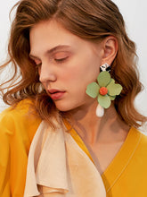 Load image into Gallery viewer, Sweet Green Floral Vintage Oversized Holiday Earrings