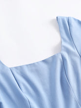 Load image into Gallery viewer, Blue Square Collar 1950S Swing Vintage Dress