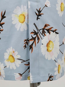 Blue Daisy Square Collar 1960S Bodycon Dress