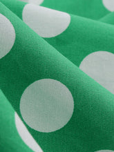 Load image into Gallery viewer, Green And White Polka Dots Pockets Vintage Halter 1950S Dress With Button