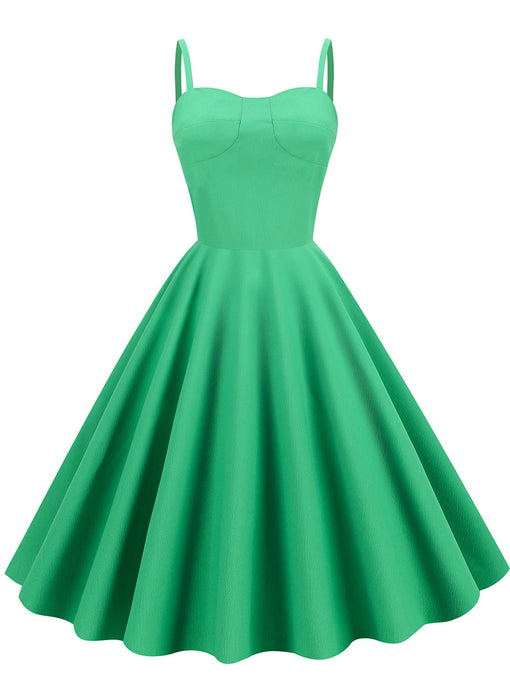 Green Strap Sleeveless 1950S Vinatge Dress