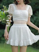Load image into Gallery viewer, 2PS White Lace Fairy Vintage Two Piece Bikinis Swimwear Bathing Suit