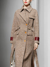 Load image into Gallery viewer, Brown Plaid Long Sleeve Women&#39;s Winter Coat