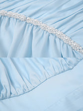 Load image into Gallery viewer, Blue Lantern Long Sleeve Crinkled Bodycon Satin Party Dress