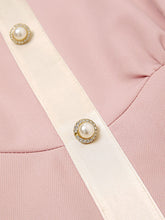 Load image into Gallery viewer, Pink Turn Down Collar Long Sleeve 1940S Vintage Dress With Pockets