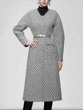 Load image into Gallery viewer, Light Grey V Neck Polka Dot Woolen Coat