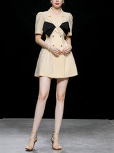 Load image into Gallery viewer, Apricot Bow Collar Short Sleeve Blazer Bud Dress