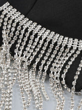 Load image into Gallery viewer, Black Spaghetti Strap Rhinestones Slit Sexy Gown Party Dress