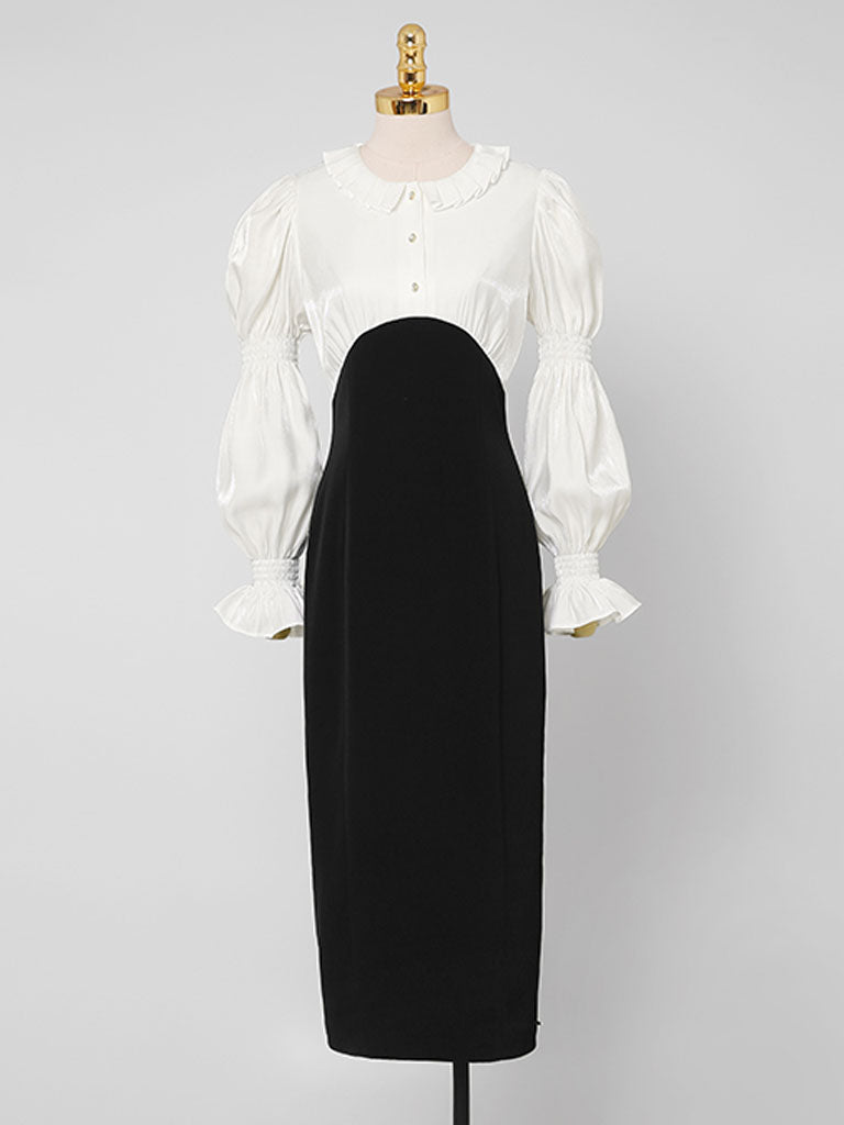 White Peter Pan Collar Long Sleeve Fake Two Piece Little Black Dress Jolly Vintage White Peter Pan Collar Long Sleeve Fake Two Piece Little Black Dress Jolly Vintage
