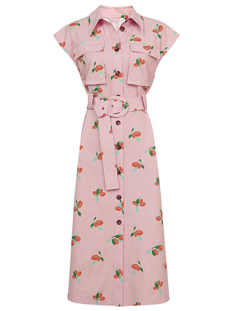 Summer Vintage Styele Fruit Print Shirt 1950S Dress With Pockets