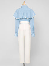 Load image into Gallery viewer, 2PS Ruffles Vintage Top And White Pant Set