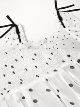 Load image into Gallery viewer, White And Black Polka Dots Square Collar Long Sleeve Party 1950S Dress