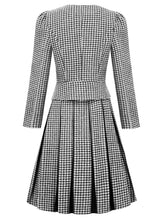 Load image into Gallery viewer, 1950S  Green Houndstooth Long Sleeve Vintage Blazer Swing Dress Set