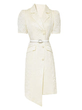 Load image into Gallery viewer, Apricot Lace Puff Short Sleeve Blazer Bud Dress