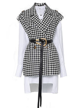 Load image into Gallery viewer, 2PS Houndstooth Pattern Vest And White Low High Shirt Coat Suit