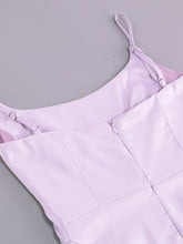 Load image into Gallery viewer, Purple Spaghetti Strap Satin Feather Hem Bodycon Dress Sexy Gown Party Dress