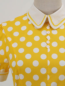 Polka Dots Peter Pan Collar 1950S Dress With Pockets