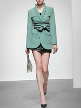 Load image into Gallery viewer, Green Long Sleeve 1950S Vintage Blazer Skirt Suit