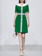 Load image into Gallery viewer, Navy Style Big Collar Salior 1950S Vintage Dress