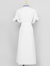 Load image into Gallery viewer, White Striped Short Sleeve 1950S Shirt Dress