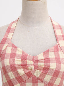 3 Colors Plaid Halter Classis Vintage Style 1950S Dress