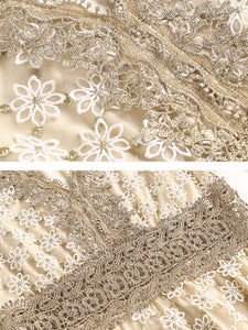 Embroidery Daisy V Neck 50S Lace Dress