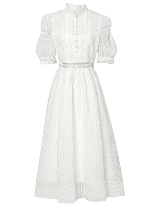White Puff Long Sleeve Edwardian Revival Fariy Dress