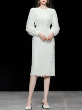 Load image into Gallery viewer, White Crew Collar Long Sleeve Lace Party 1960S Dress