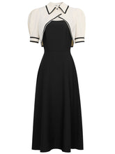 Load image into Gallery viewer, 2PS White Cape With Black Spaghetti Strap 1950S Dress Set