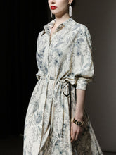 Load image into Gallery viewer, Apricot Doll Sleeves Nipped Waist Slim Print Shirt Dress