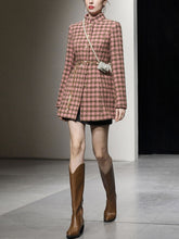 Load image into Gallery viewer, Plaid Stand Collar Houndstooth Tweed 1940S Coat