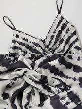 Load image into Gallery viewer, Black And White Animal Print Spaghetti Straps Jumpsuit With Cape