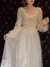 Load image into Gallery viewer, Apricot Ruffles Lace Puffed Sleeve Swing Victoria&#39;s Fairy Dress