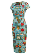 Load image into Gallery viewer, Floral  Queen Collar 1960S Bodycon Dress