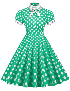 Navy Polka Dots Bowknot Swing Vintage 1950S Dress