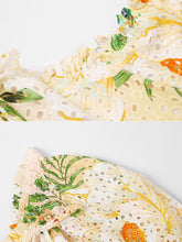 Load image into Gallery viewer, Embroidered Puff Sleeve Monet&#39;s Garden 1950s Vintage Party Dress