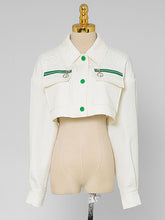 Load image into Gallery viewer, 3PS White Turn-down Collar Long Sleeve Coat With White Skirt Suits
