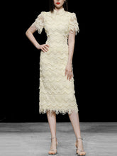 Load image into Gallery viewer, Green Heavy Lace Fabric Embroidered Tassel 1940S Vintage Dress
