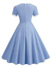Load image into Gallery viewer, Square Collar Stripe 1950S Vintage Dress