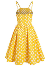 Load image into Gallery viewer, Yellow Polka Dots Vintage 1950S Dress With Pockets