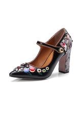 Load image into Gallery viewer, 9CM Luxury Poker Chunky Heels Retro Shoes
